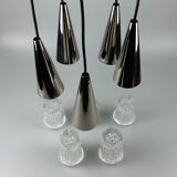 60s 70s hanging lamp cascade lamp 5 lights glass & chrome space age design