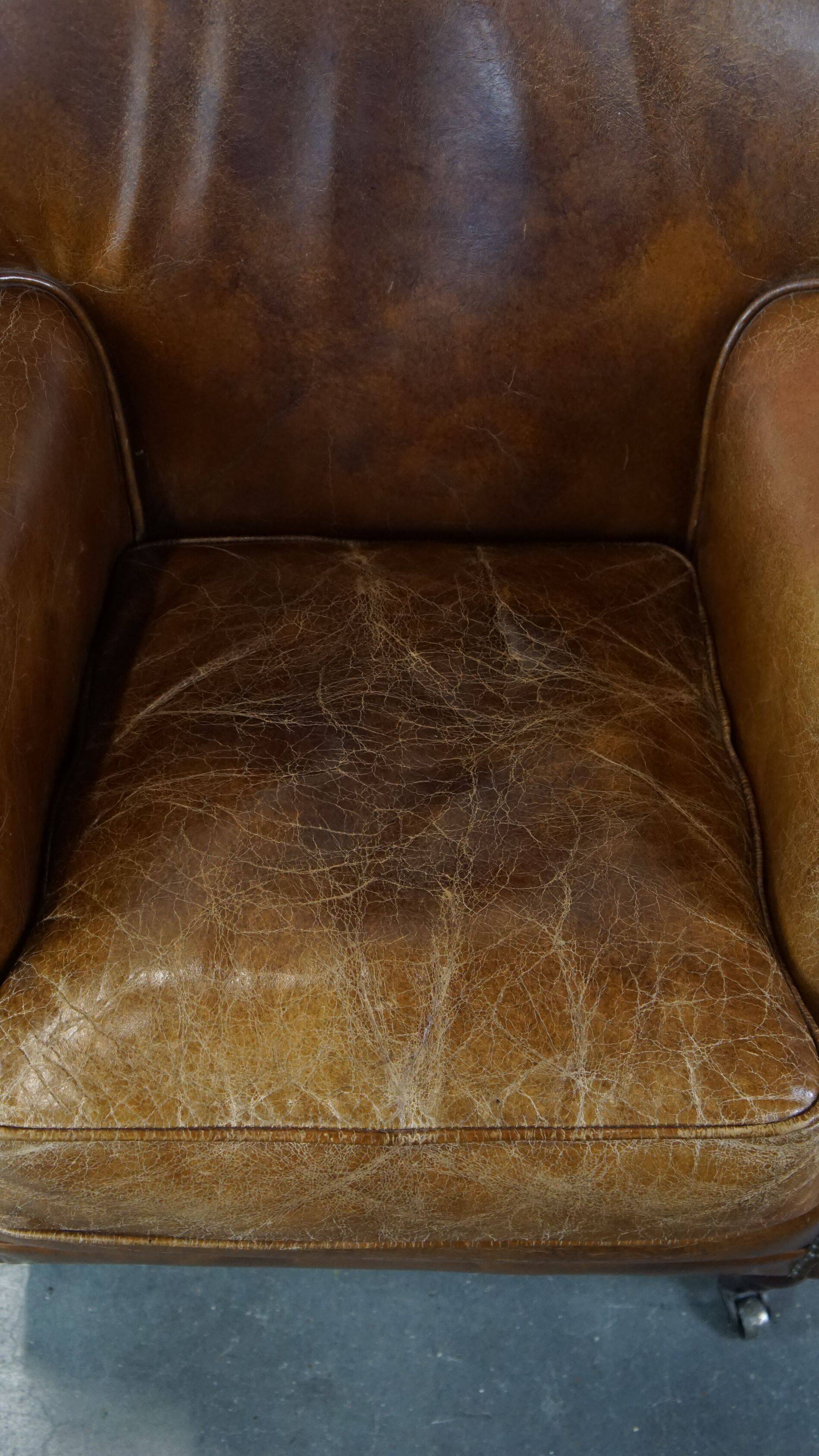 Cognac-colored subtle armchair