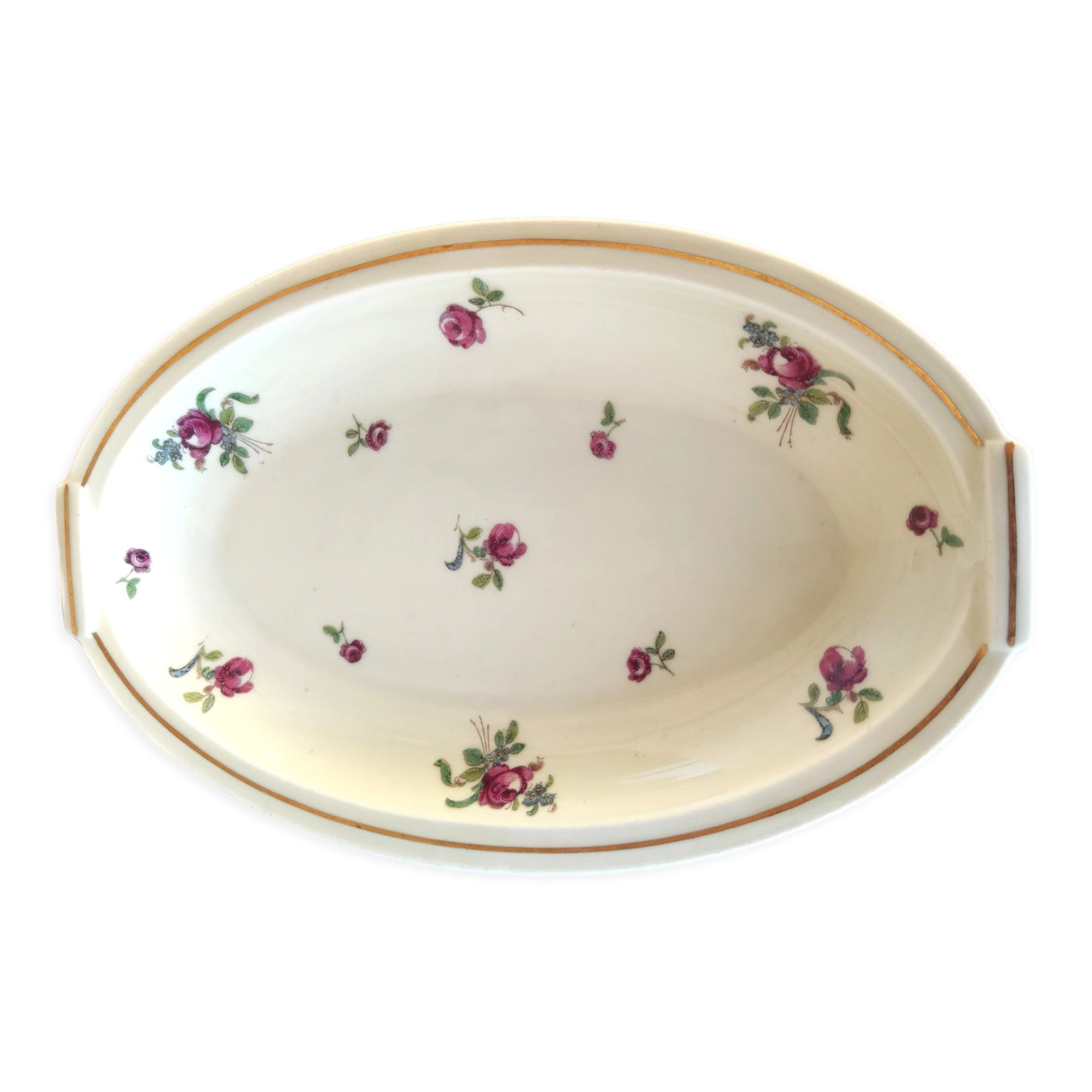 Ravier en porcelaine de Haviland décor aux roses rouges