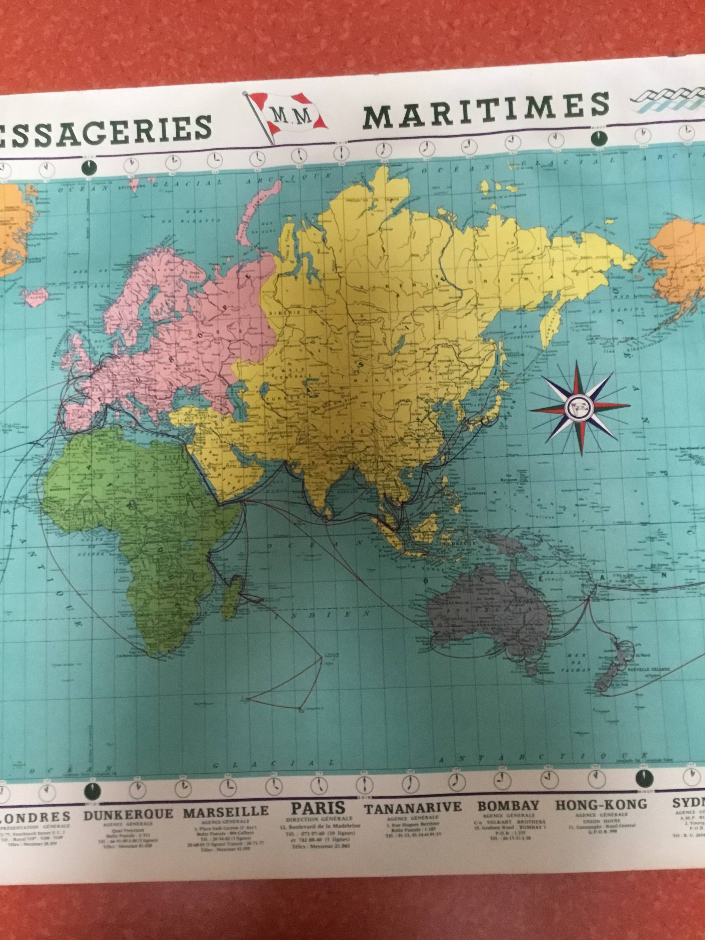 Carte des messageries maritimes