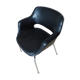 Armchair with leather and chrome armrests