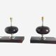 Pair of lamps, resin and chrome steel, by Philippe Barbier, circa 1970.