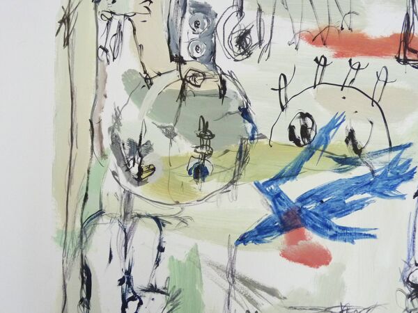 Technique mixte Art brut/Art figuratif/Art singulier signé Kabian 65X50 cm