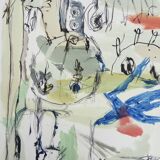 Mixed technique Art brut/Figurative art/Unique art signed Kabian 65X50 cm