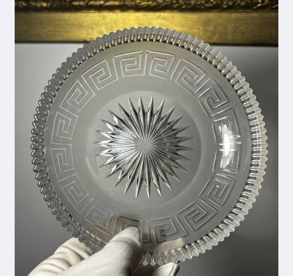 4 Baccarat plates in Greek key pattern 19th century