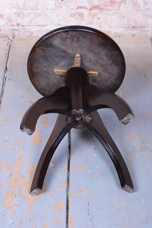 Art Deco Piano Stool in Beech and Iron, Czech, 1940s