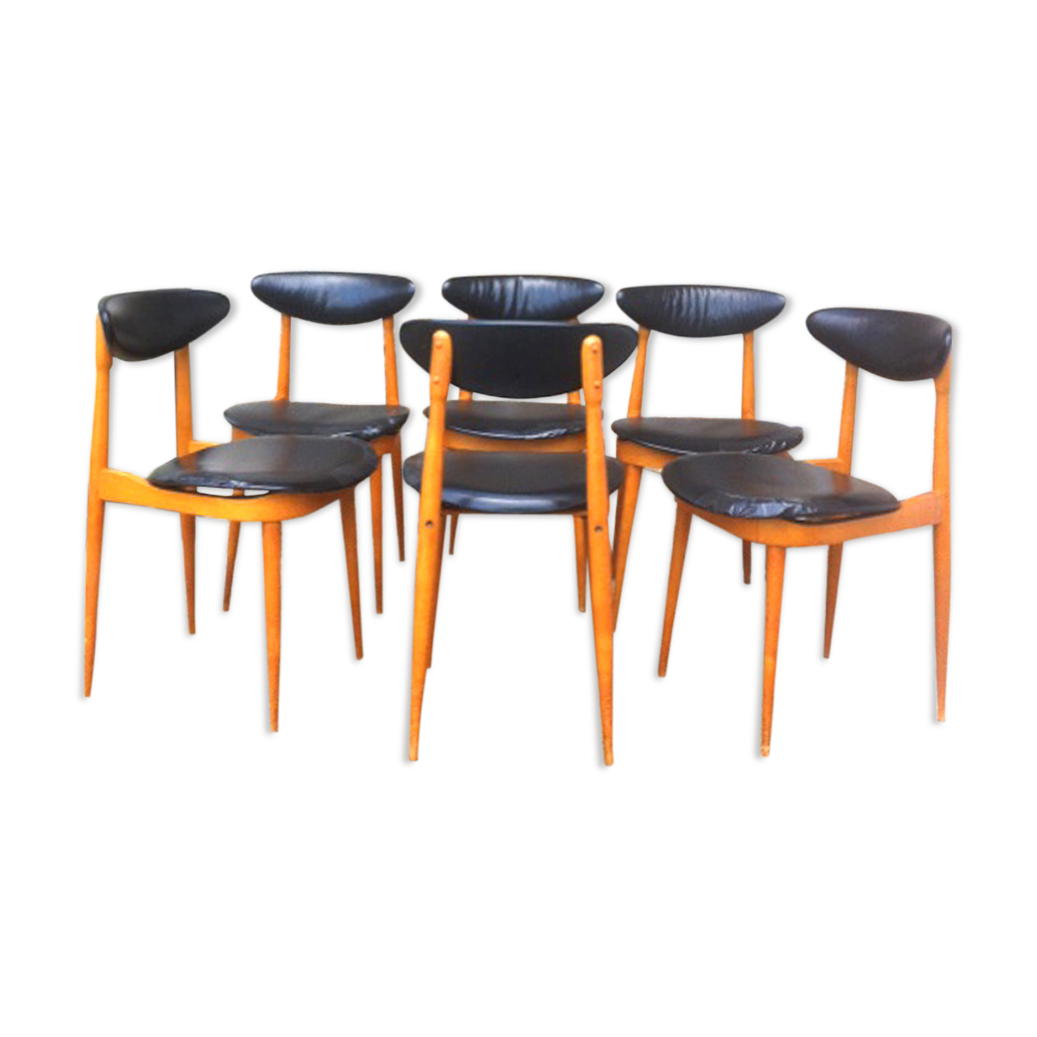 Baumann suite of 6 vintage chairs model Unicorn