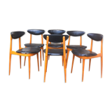 Baumann suite of 6 vintage chairs model Unicorn