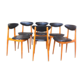 Baumann suite of 6 vintage chairs model Unicorn