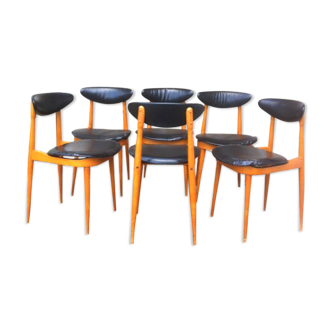 Suite de 6 chaises vintage Baumann modèle Licorne