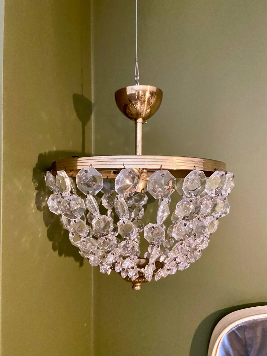 Crystal and brass chandelier