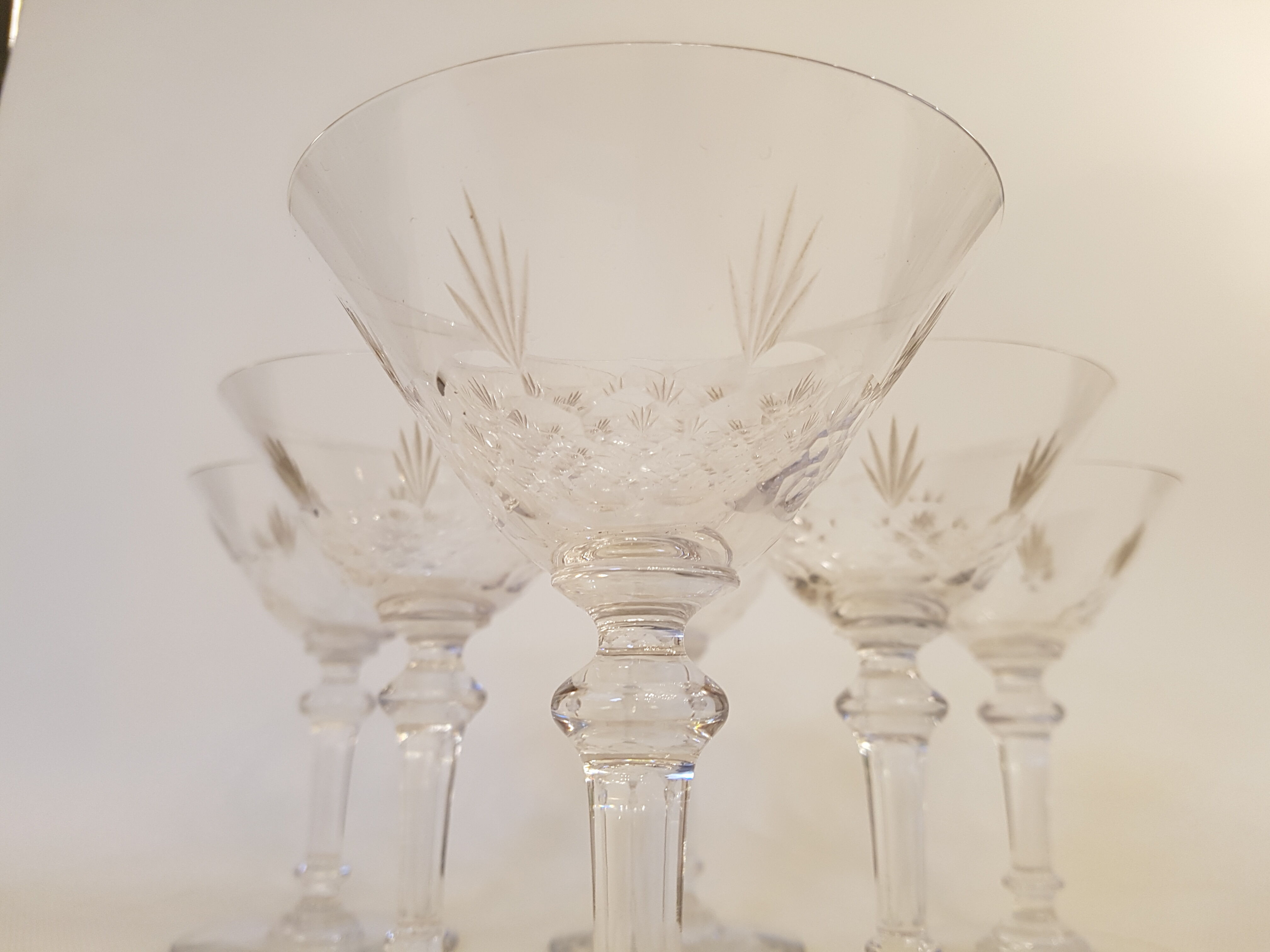 6 Baccarat crystal champagne cups, around 1920