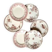 Old mismatched flat plates in iron earth earthenware
