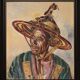 Large portrait of a Beninese man in traditional hat by Pierre Matossy (1891-1969)