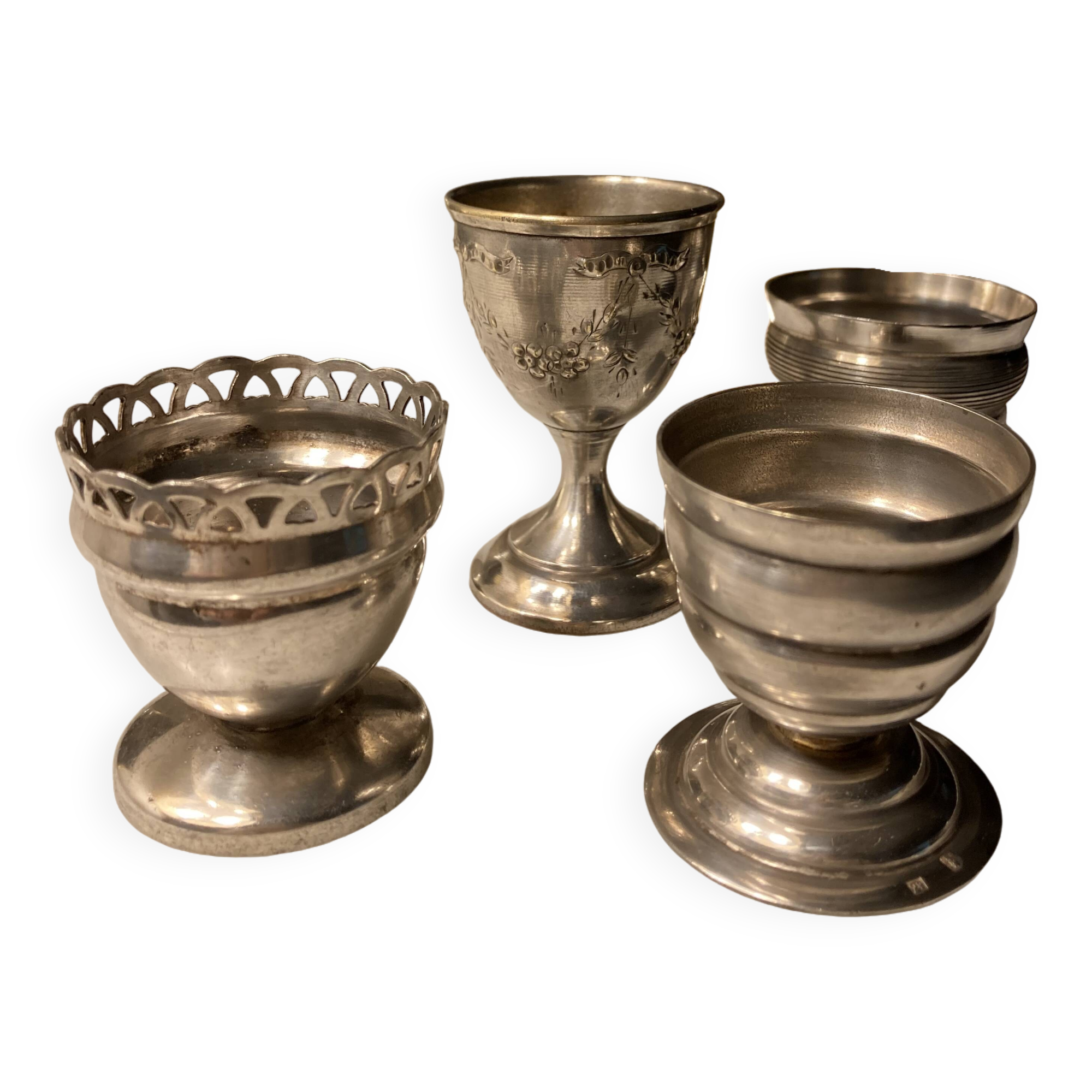 Silver and silver plated egg cup set