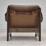 1970s, Scandinavian design, chair in safari style, original condition, leather.