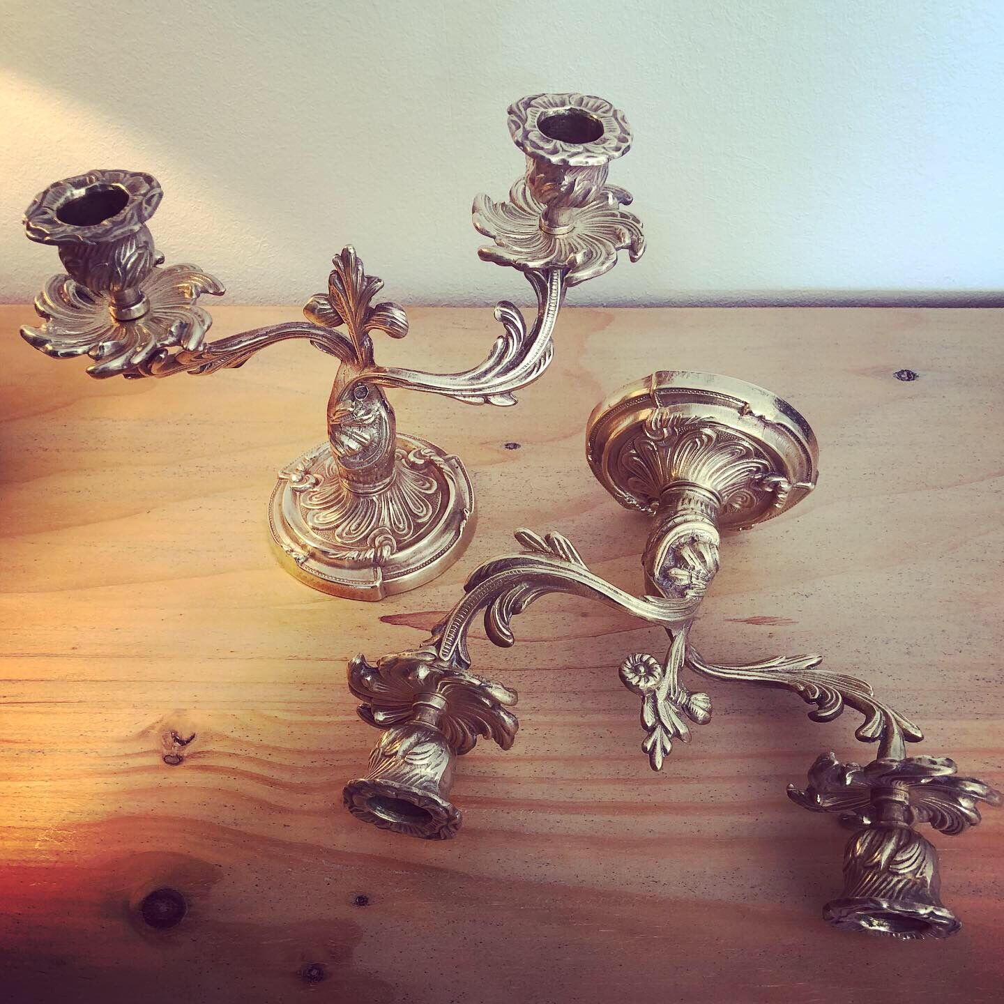 Pair of antique chandeliers in solid brass