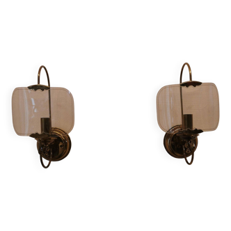 Pair of brass wall lights