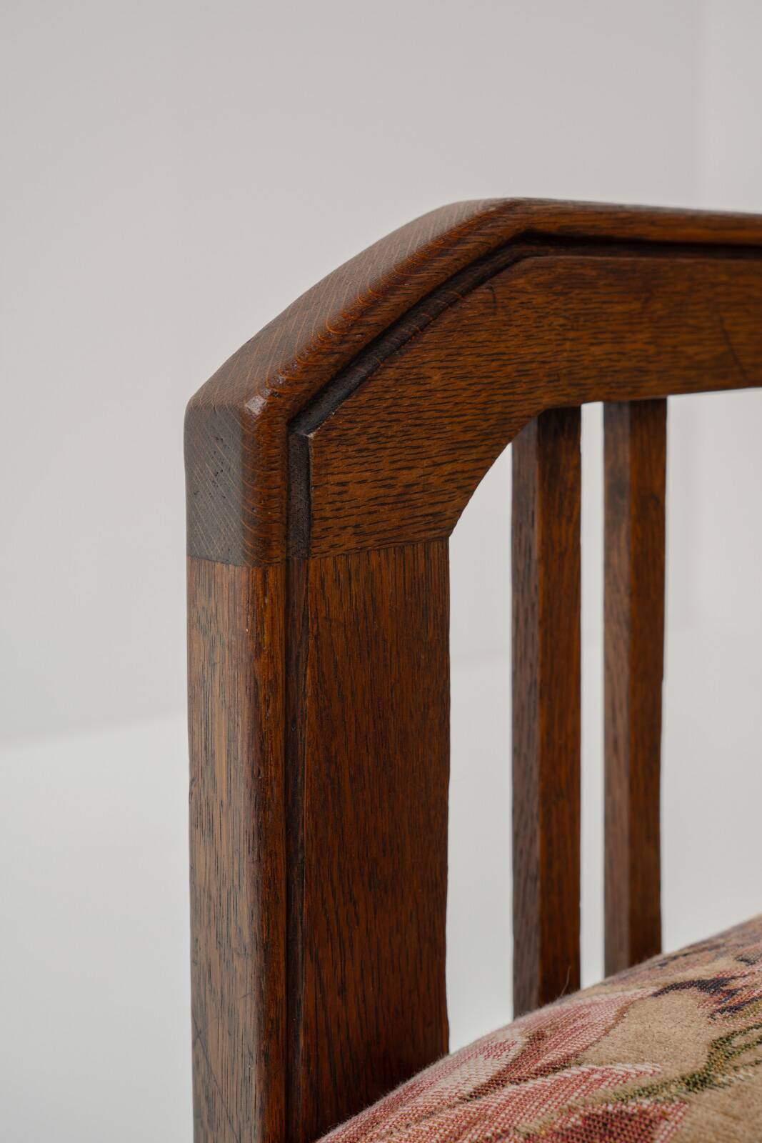 Art Nouveau Armchair in Oak with Floral Upholstery, Belgium, 1900s