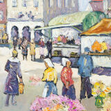 ‘Market day’ by Robert Sydney Rendle Wood (British, 1895 - 1987)
