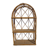 Vintage wall shelf in rattan and caning — 70s bohemian spirit