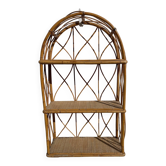 Vintage wall shelf in rattan and caning — 70s bohemian spirit