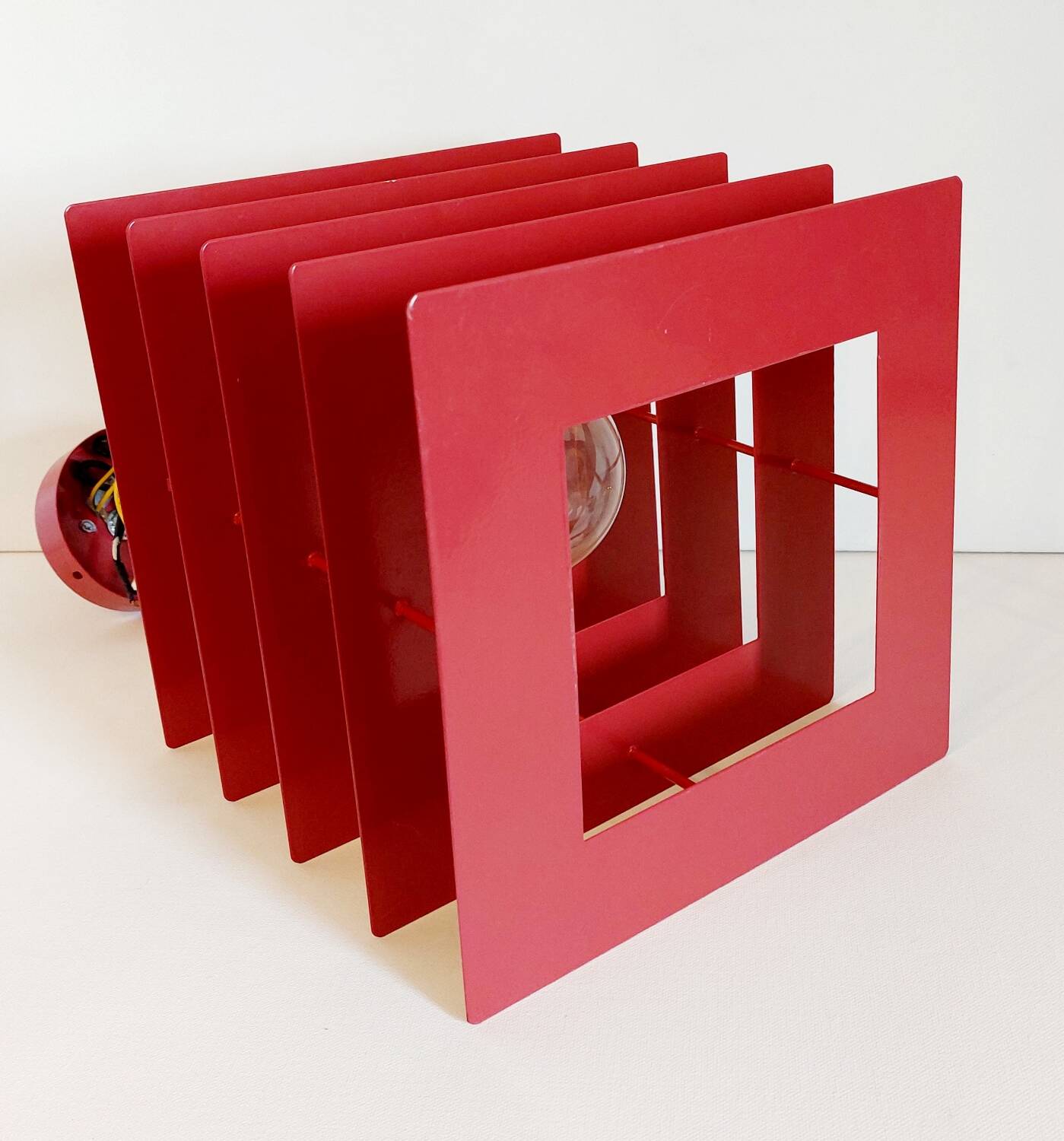 Designer red metal pendant light