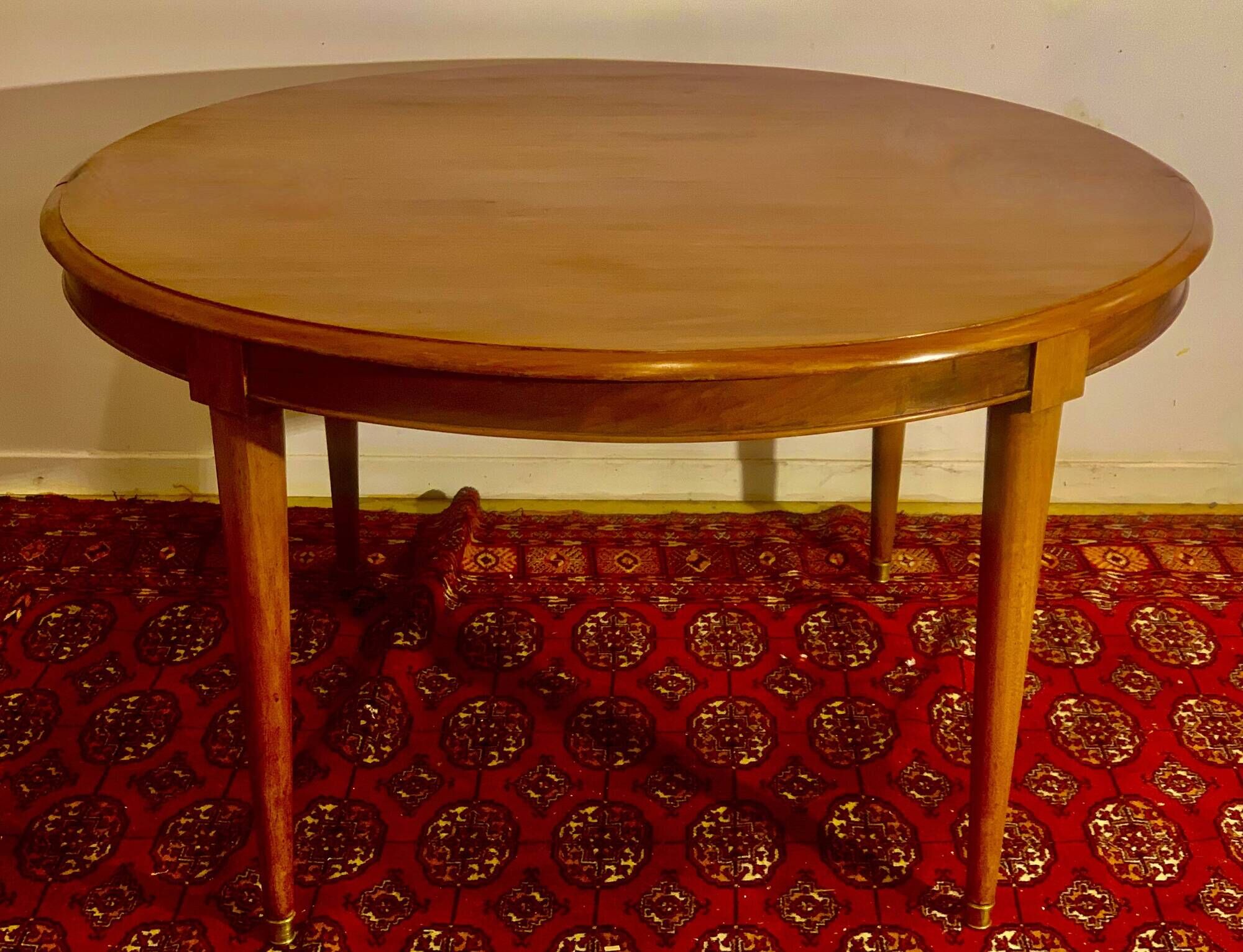 Oval table with 4 extensions, Louis XVI style, 10/12 people