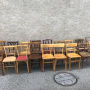 Set of 20 curved wooden bistro chairs