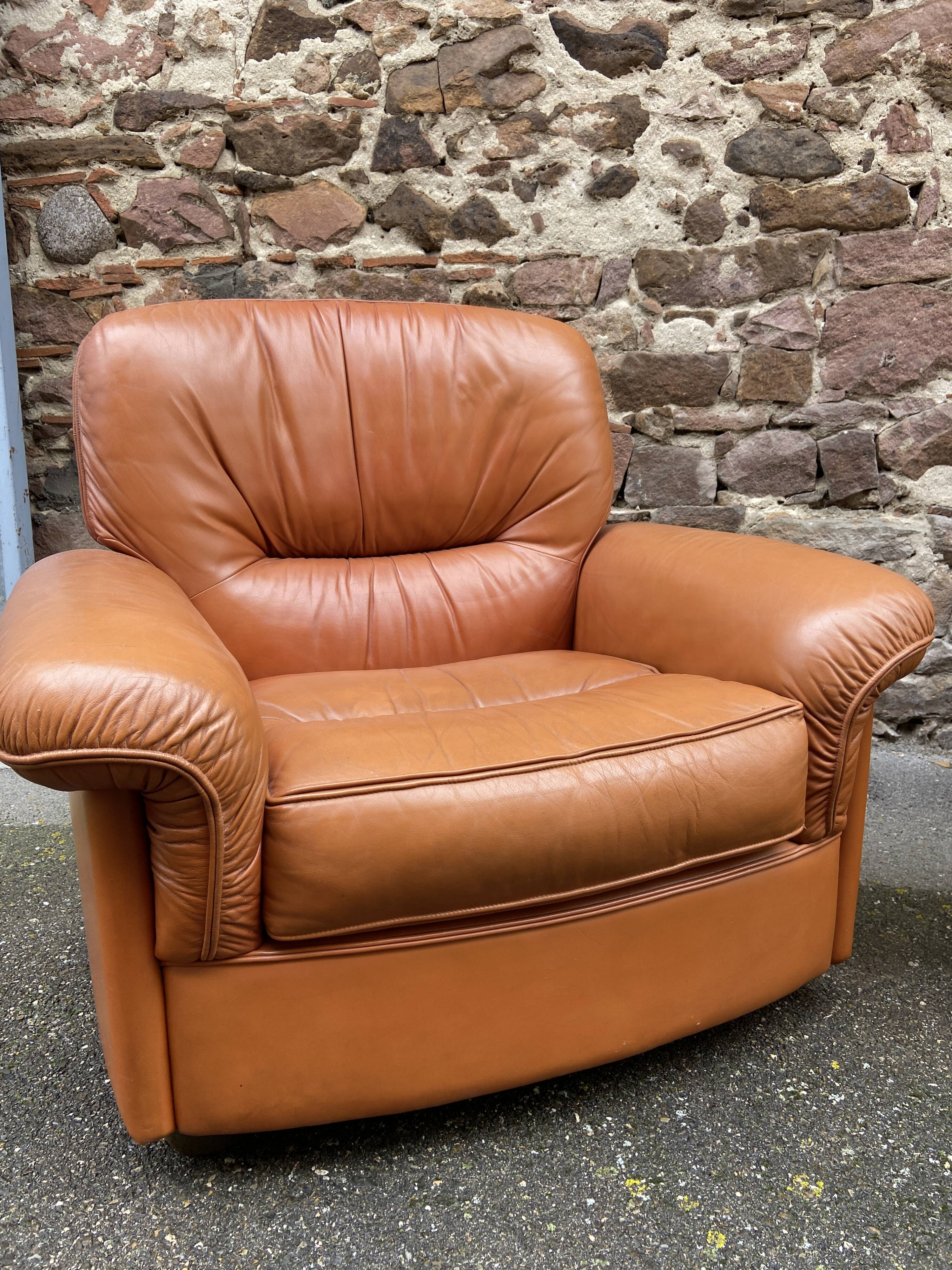2 retro living room armchairs type club imitation leather design lounge 1960