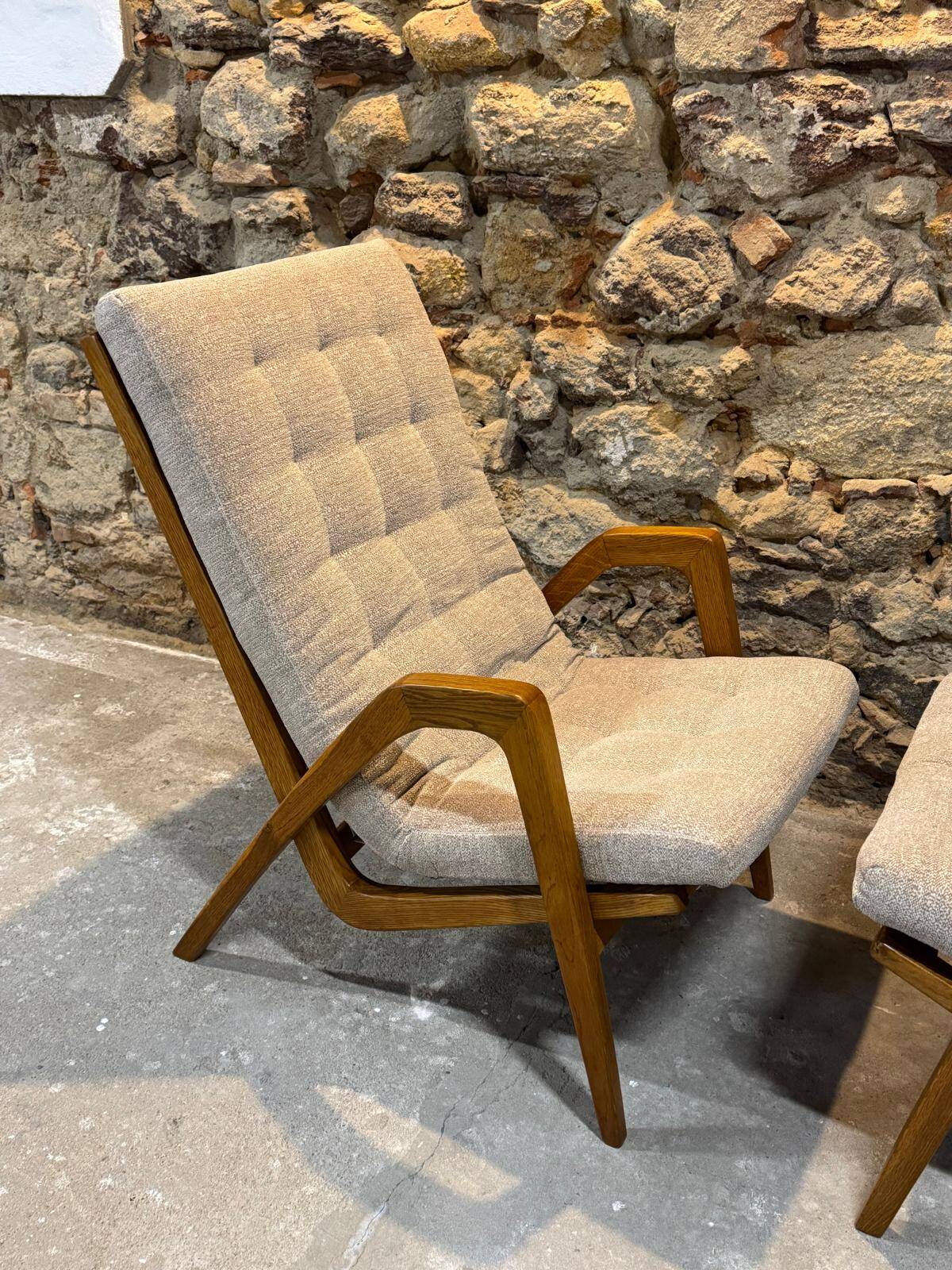 Paire de fauteuils par Jan Vaněk, années 1940, entièrement restaurés, Tchécoslovaquie
