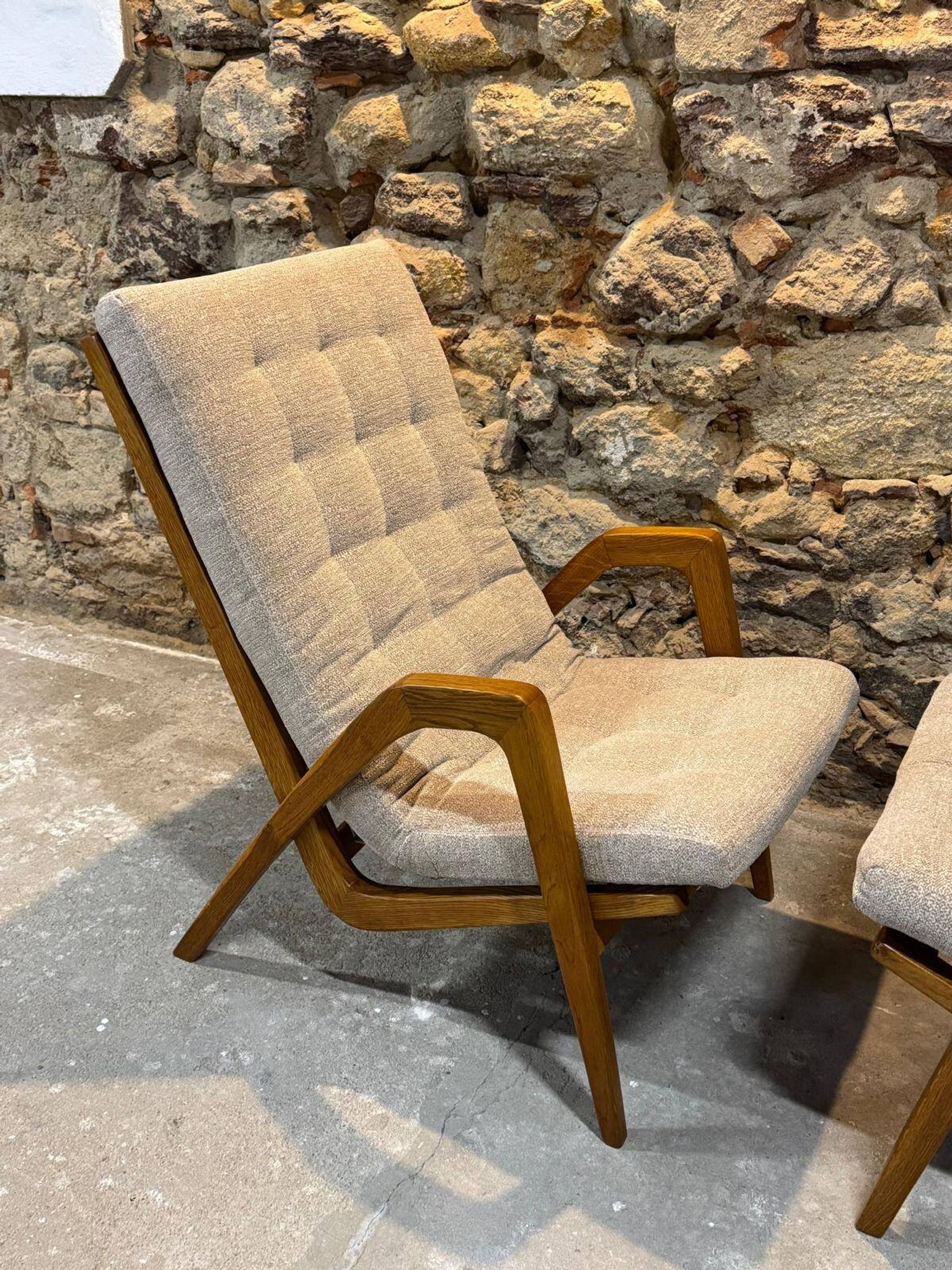 Pair of armchairs by Jan Vaněk, 1940s, fully restored, Czechoslovakia