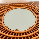 Vintage rattan sun mirror from the 60s, 73x92 cm