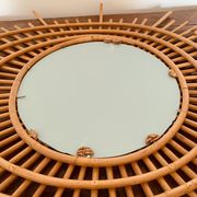 Vintage rattan sun mirror from the 60s, 73x92 cm