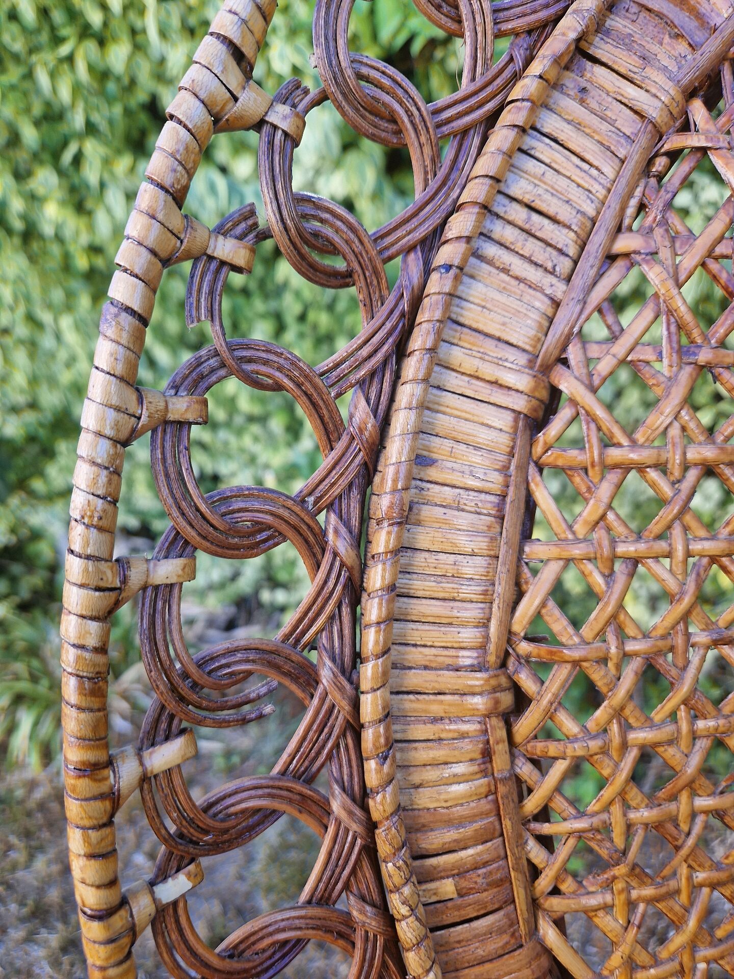 Peacock or Emmanuelle armchair in wicker from the 1970s.