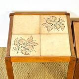 Teak and ceramic nesting coffee table