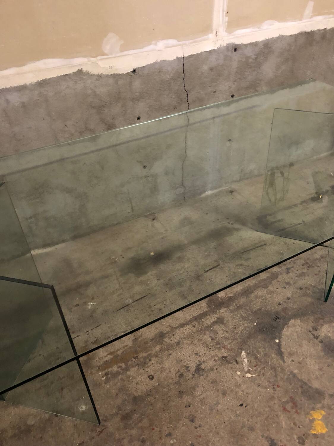 Post modern tempered glass table circa 1980