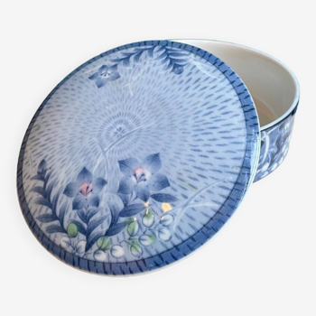 vide poche bijoux porcelaine céramique Asie fleur chinois asiatique japonisant bleu peinte motif