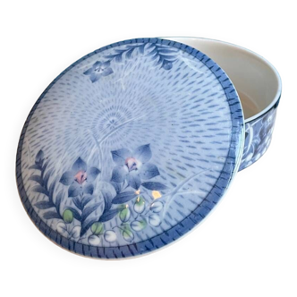 vide poche bijoux porcelaine céramique Asie fleur chinois asiatique japonisant bleu peinte motif