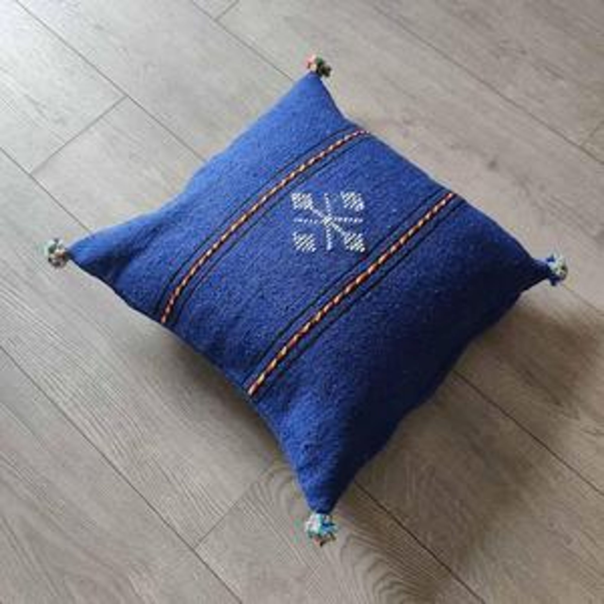 Moroccan blue Berber cotton cushion