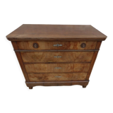 Antique chest of drawers with 4 drawers of Epoque Louis Philippe in solid walnut wood and walnut veneer - Totalme
