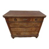 Antique chest of drawers with 4 drawers of Epoque Louis Philippe in solid walnut wood and walnut veneer - Totalme