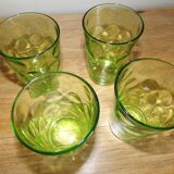 4 old green glasses