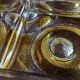 Dish with presentation compartments Walther kristallglass yellow
