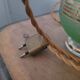 50s lamp with granite glass and gold trim