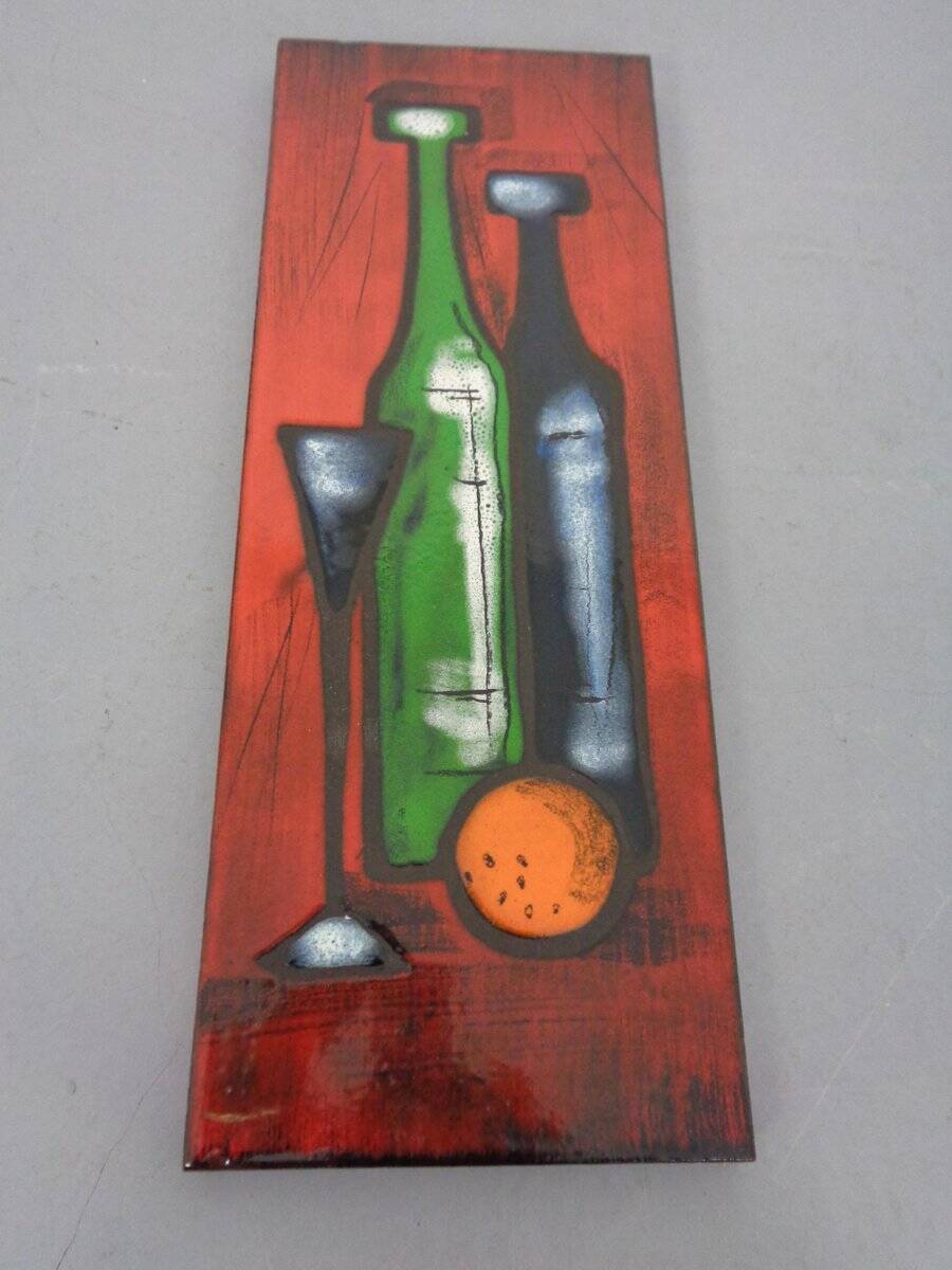 Mid-Century Glazed Studio Ceramic Wall Plaque, 1960s