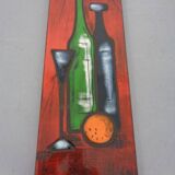 Mid-Century Glazed Studio Ceramic Wall Plaque, 1960s