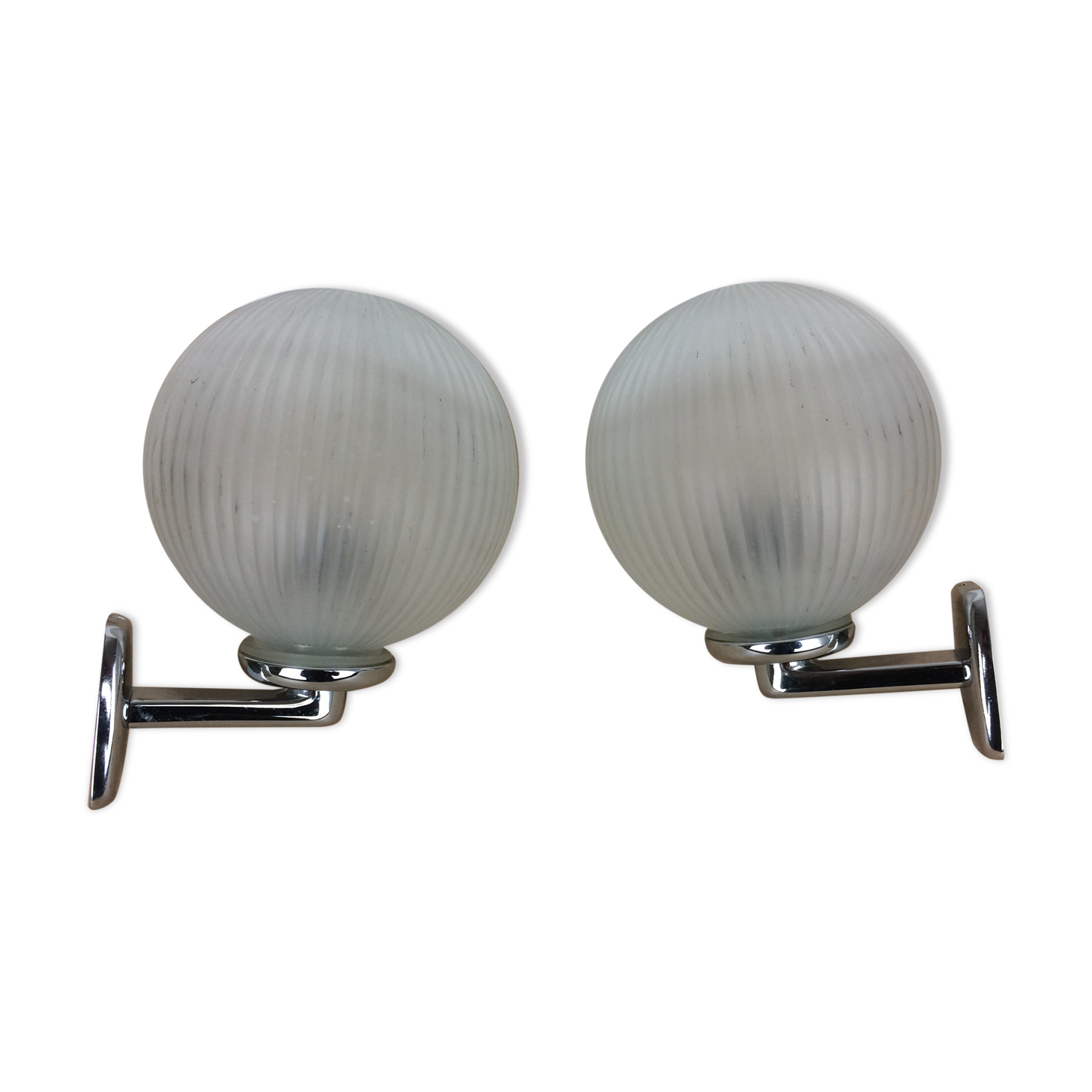 Paire d'appliques inda chrome et globe verre