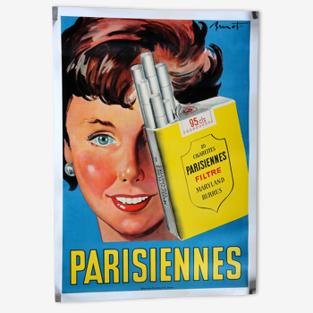 Affiche publicitaire originale cigarettes Parisiennes par Brenot