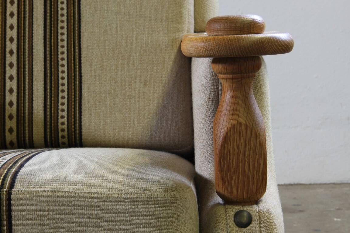 Vintage 1960s set of low & high back lounge chair oak, style of Henning Kjærnulf